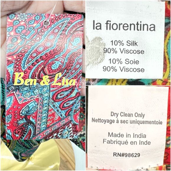 Ben & Lisa La Florentina NWT Multicolor Paisley Print Wrap Scarf Sarong - Picture 6 of 6